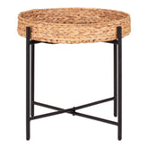 Robinson - bijzettafel - natuurlijk - metaal en waterhyacint - Ø50x48,5 cm